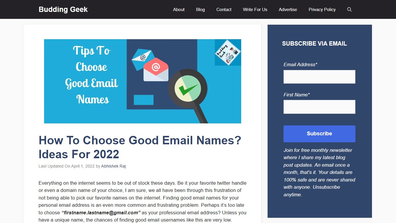 How To Choose Good Email Names? Ideas For 2022 - Budding Geek